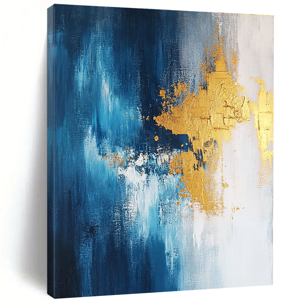 Blue - Gold Abstract Splash Painting with Opulent Energy WINK371