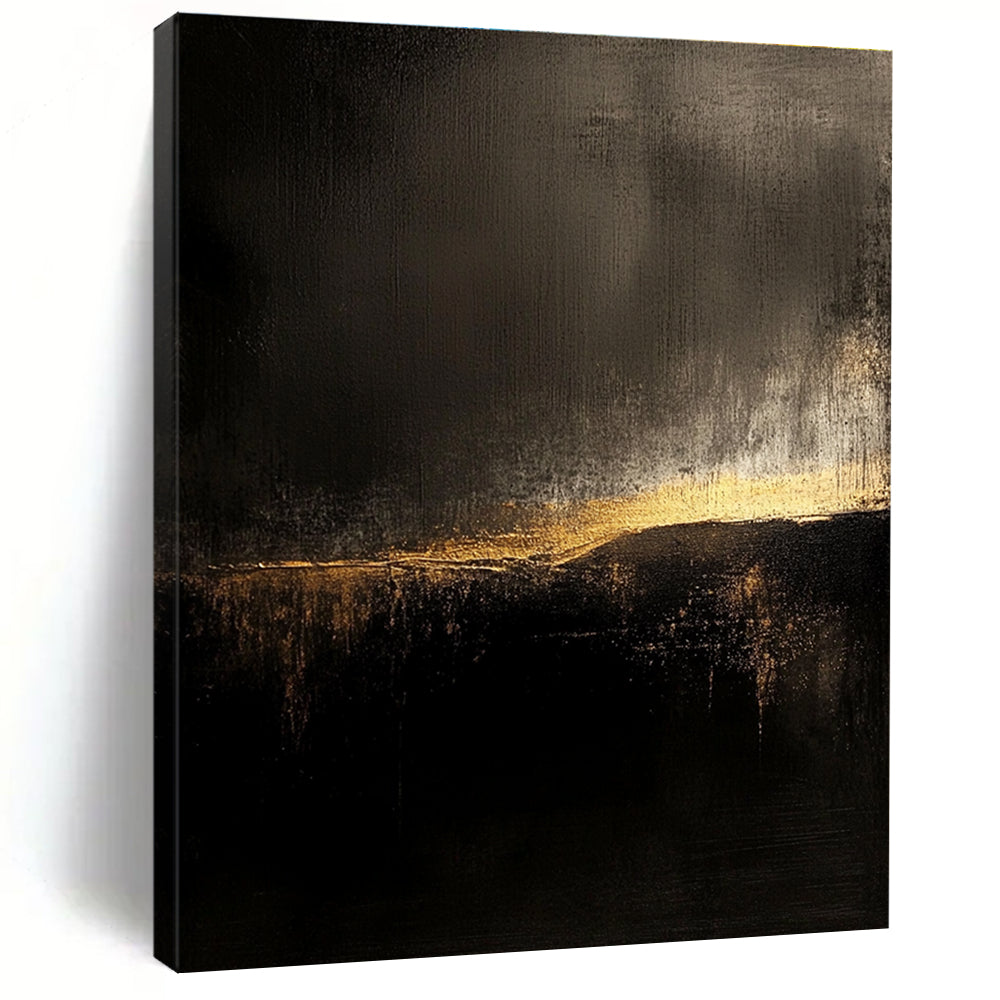 Dark and Golden Abstract Painting with Mysterious Radiance WINK091