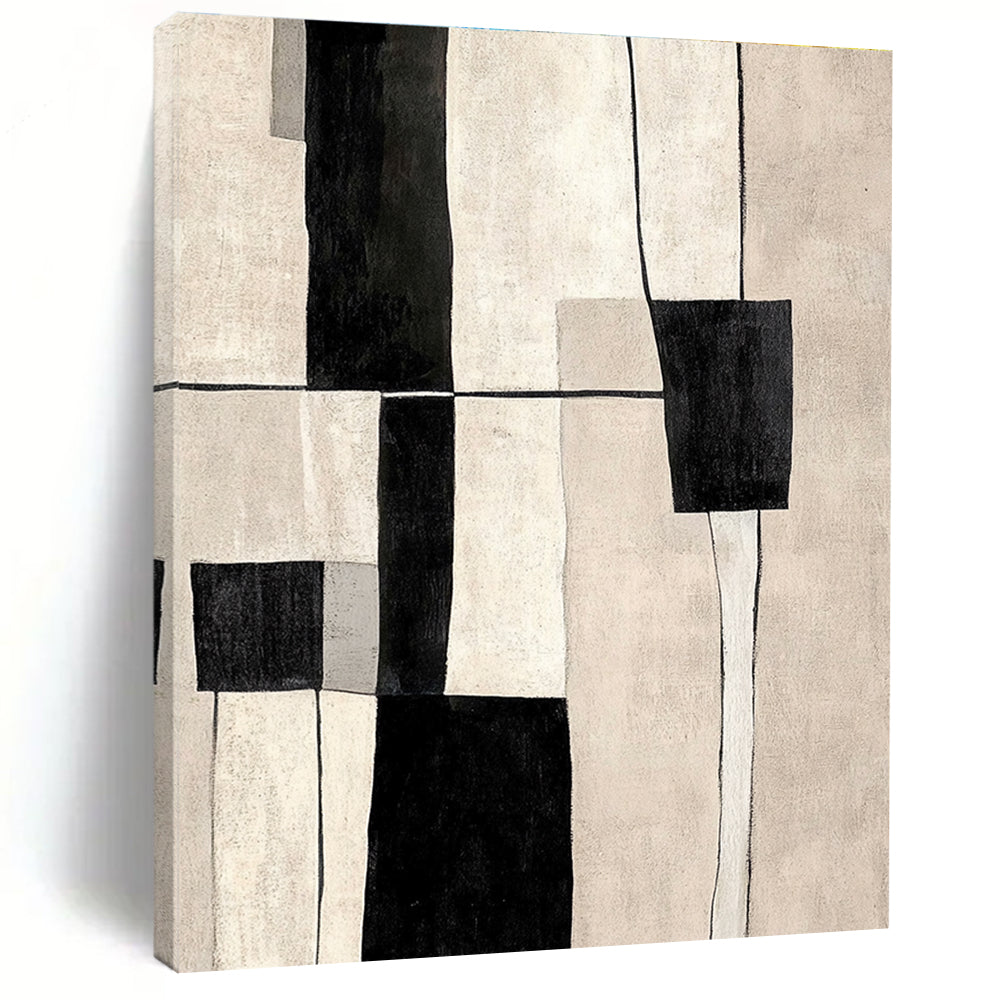 Neutral - Toned Abstract Painting with Geometric Forms WINK862