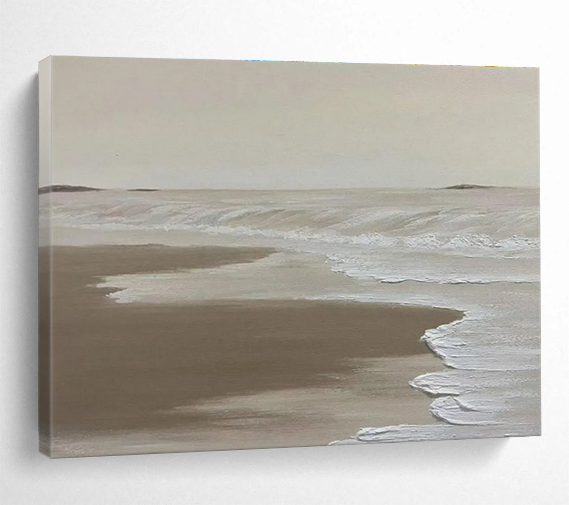 Neutral Beach Abstract Painting for Coastal Home Bedrooms YHT393