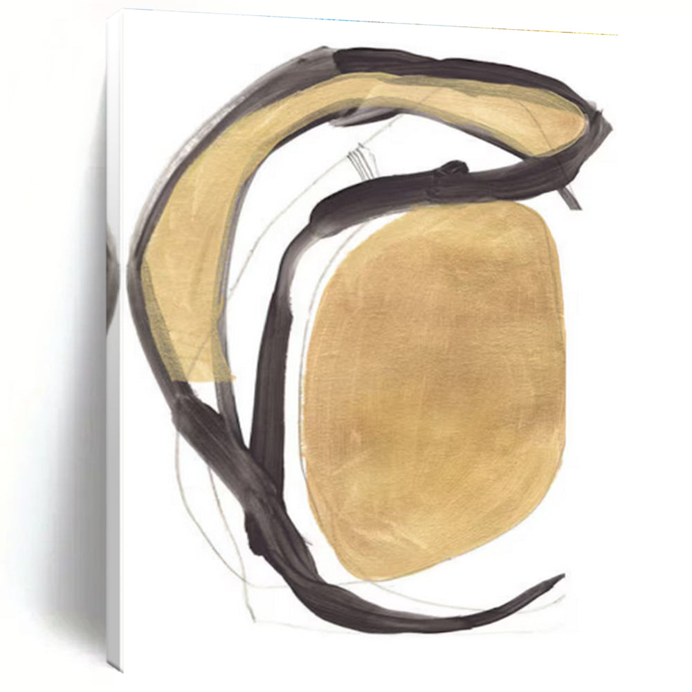 Luxe Gold - Black Abstract Forms Art for Opulent Entrances HENG223