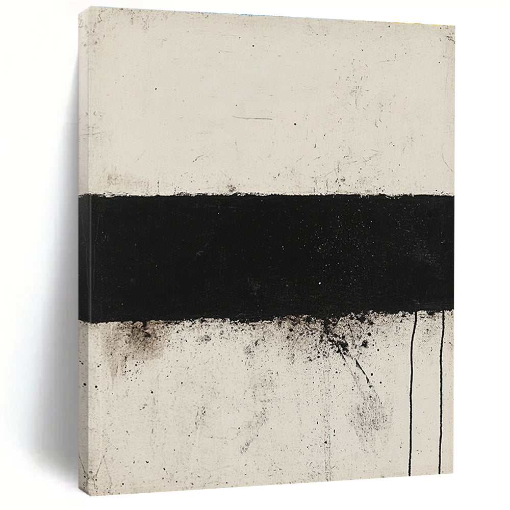 Black and White Strip Abstract Painting with Stark Simplicity WINK143
