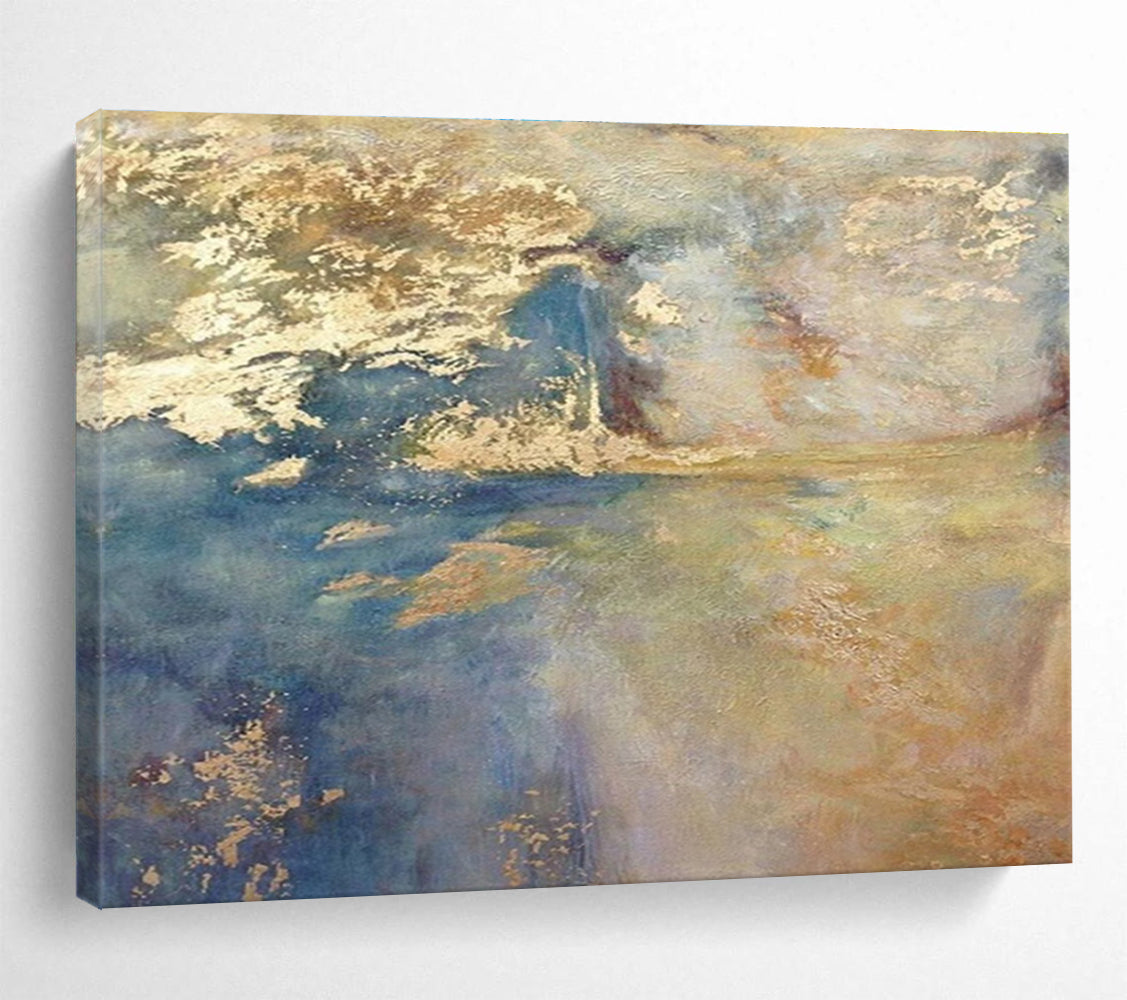 Blue and Gold Abstract Painting for Opulent Yacht Clubs YHT399