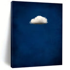 Single White Cloud on Blue Simple Abstract Painting for Calm Interiors GAB1448