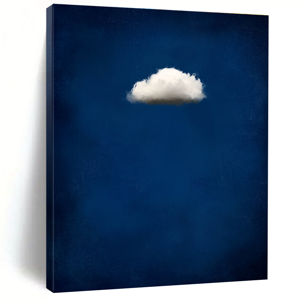 Single White Cloud on Blue Simple Abstract Painting for Calm Interiors GAB1448