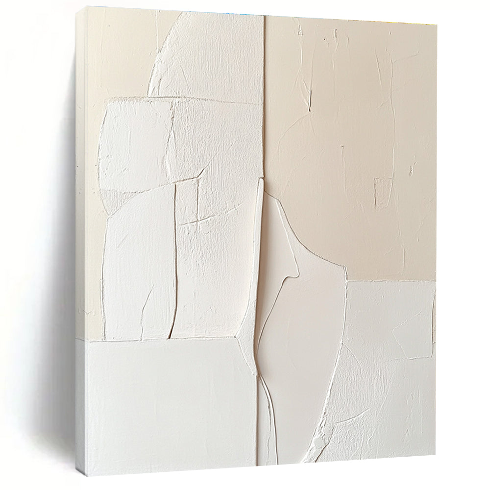 White Textured Shapes Contemporary Abstract Painting for Gallery Walls GAB1514
