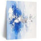 Blue - Silver Abstract Textures Painting with Subtle Opulence WINK391