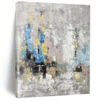 Chic Gray - Toned Abstract Cityscape Painting for Urban Interiors HENG248