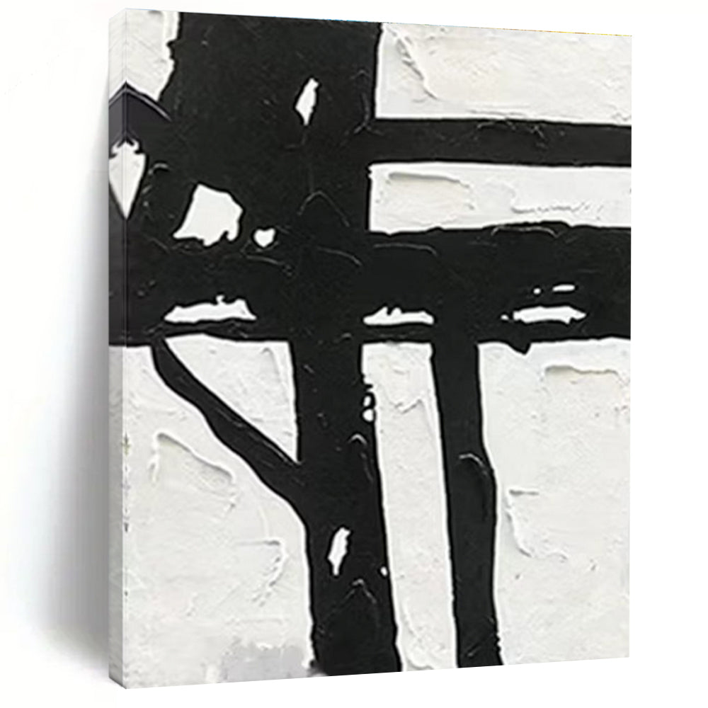 Bold Black - White Abstract Painting for Edgy Urban Interiors HENG148