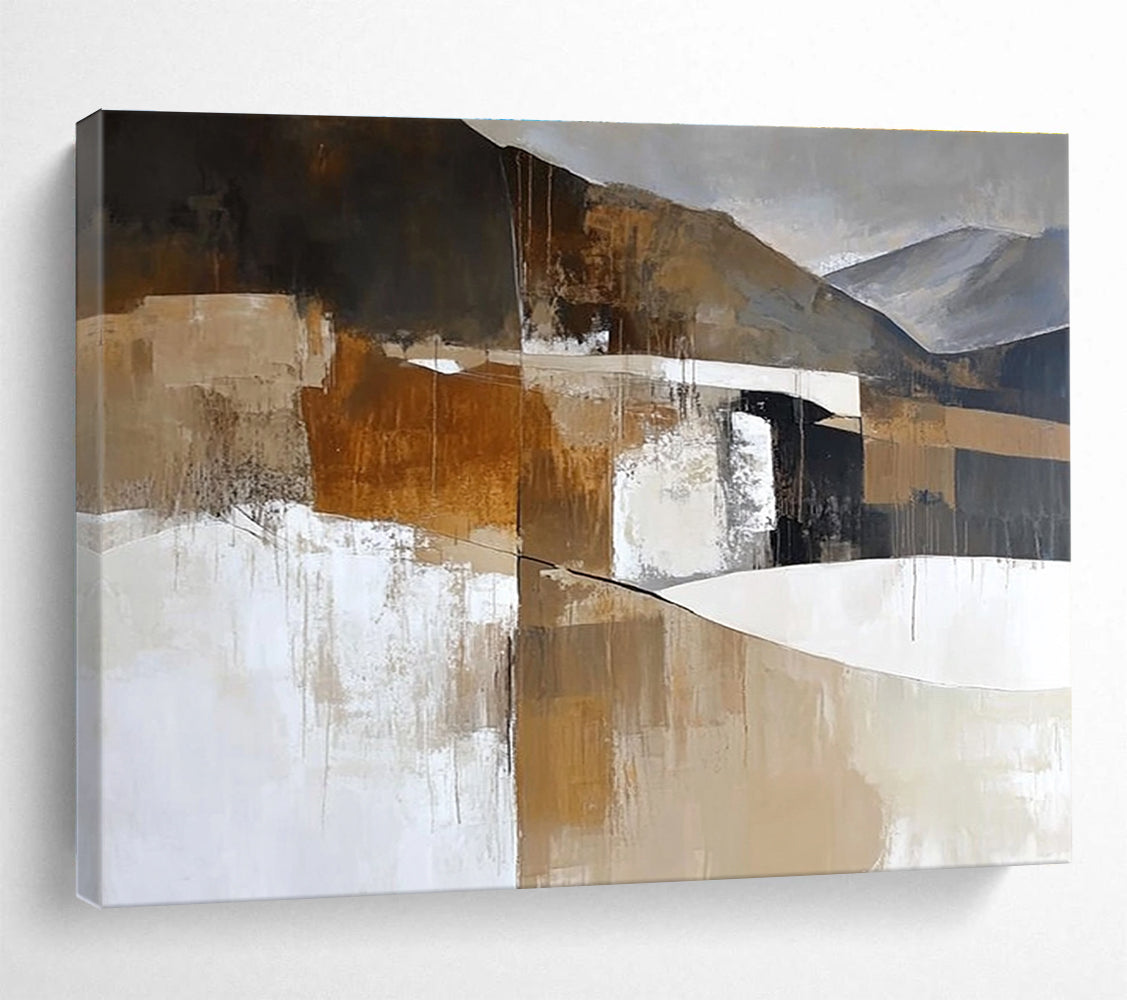 Earth - Toned Landscape Abstract Painting with Subtle, Textured Terrain ABS479