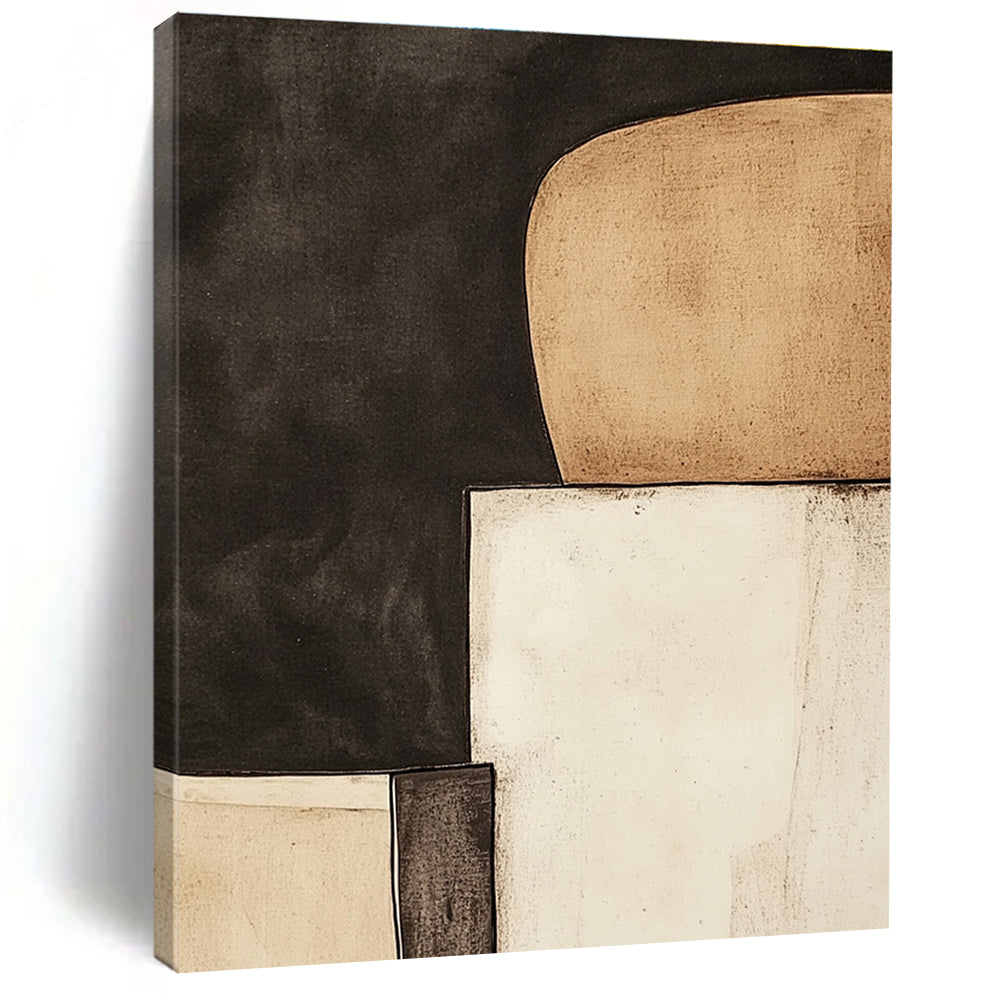 Monochromatic Geometric Shapes Abstract Painting with Timeless Simplicity WINK057