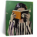 Woman Reading with Coffee - Intimate Daily Life Abstract Art GAB0424