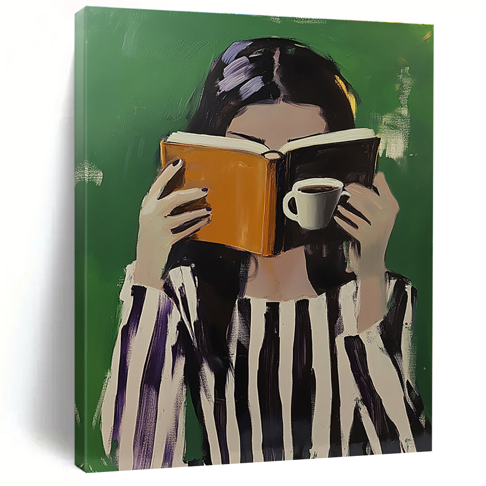 Woman Reading with Coffee - Intimate Daily Life Abstract Art GAB0424