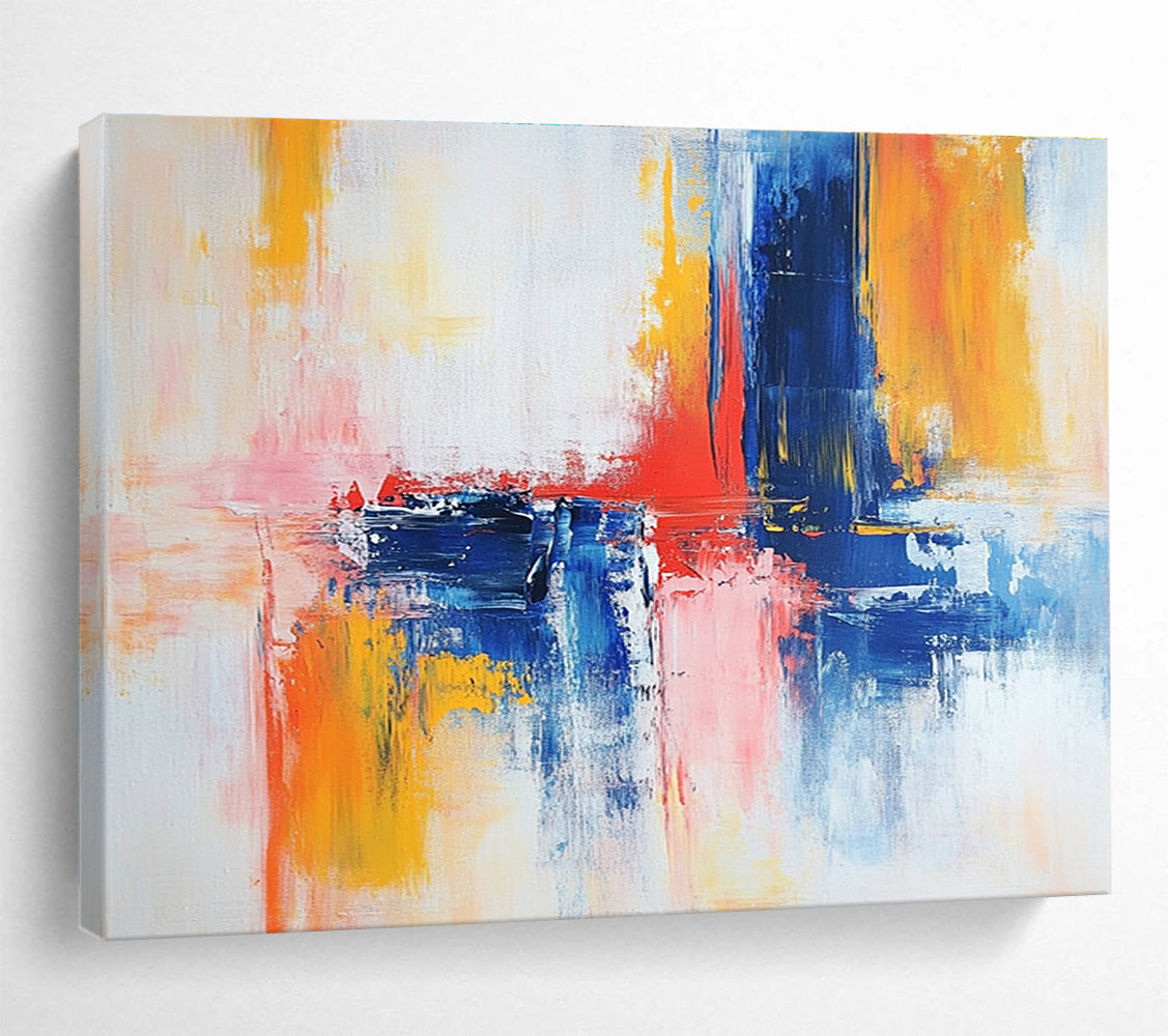 Blue and Pink Abstract Painting with Gentle Color Blends ABS422