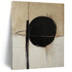 Black Circle and Lines Abstract Painting with Minimalist Drama WINK010
