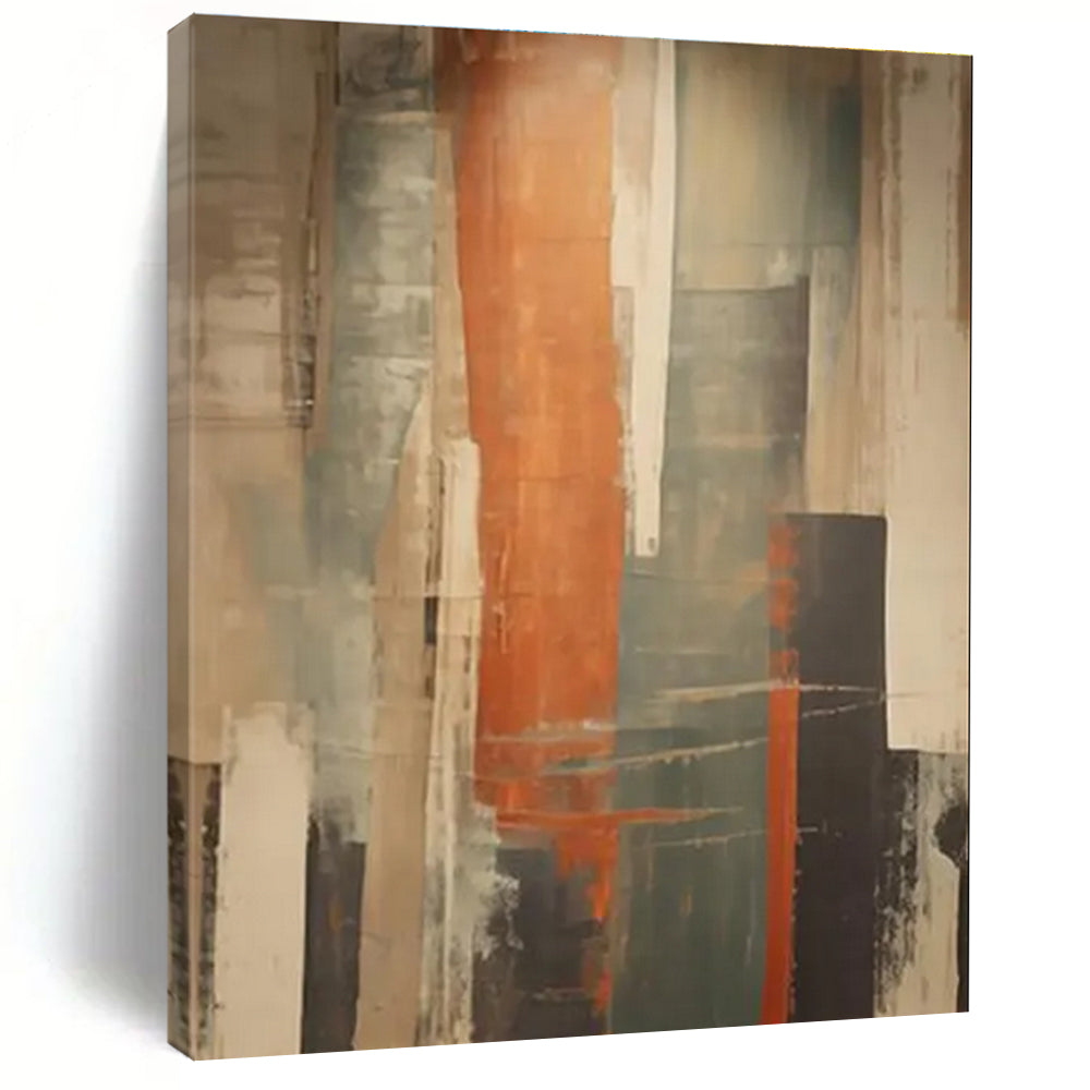 Earth - Toned Abstract Structure Painting for Rustic - Inspired Cafes HENG113