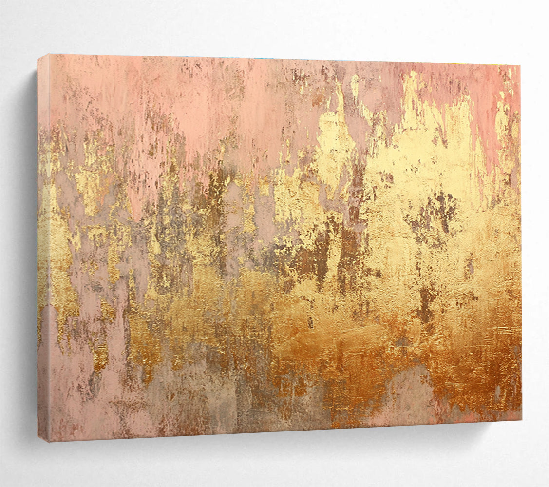 Pink & Gold Abstract  Elegant Textured Art ABS071