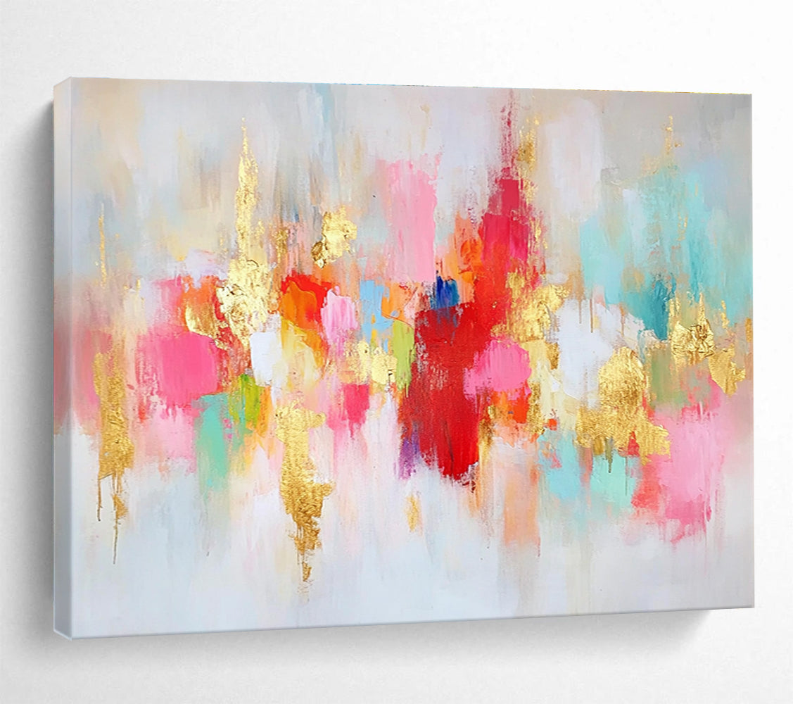 Colorful Gold - Accented Abstract Painting with Luxurious Vibes ABS423