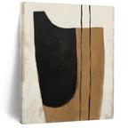 Black and Beige Organic Shapes Abstract Painting with Minimalist Grace WINK225