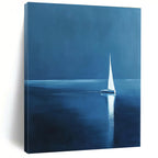 White Sailboat at Night Serene Maritime Abstract Painting GAB0223