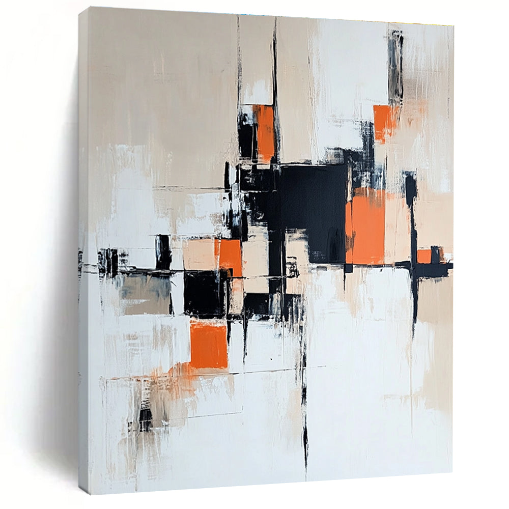 Beige Black Orange Abstract Painting with Modern Simplicity WINK457