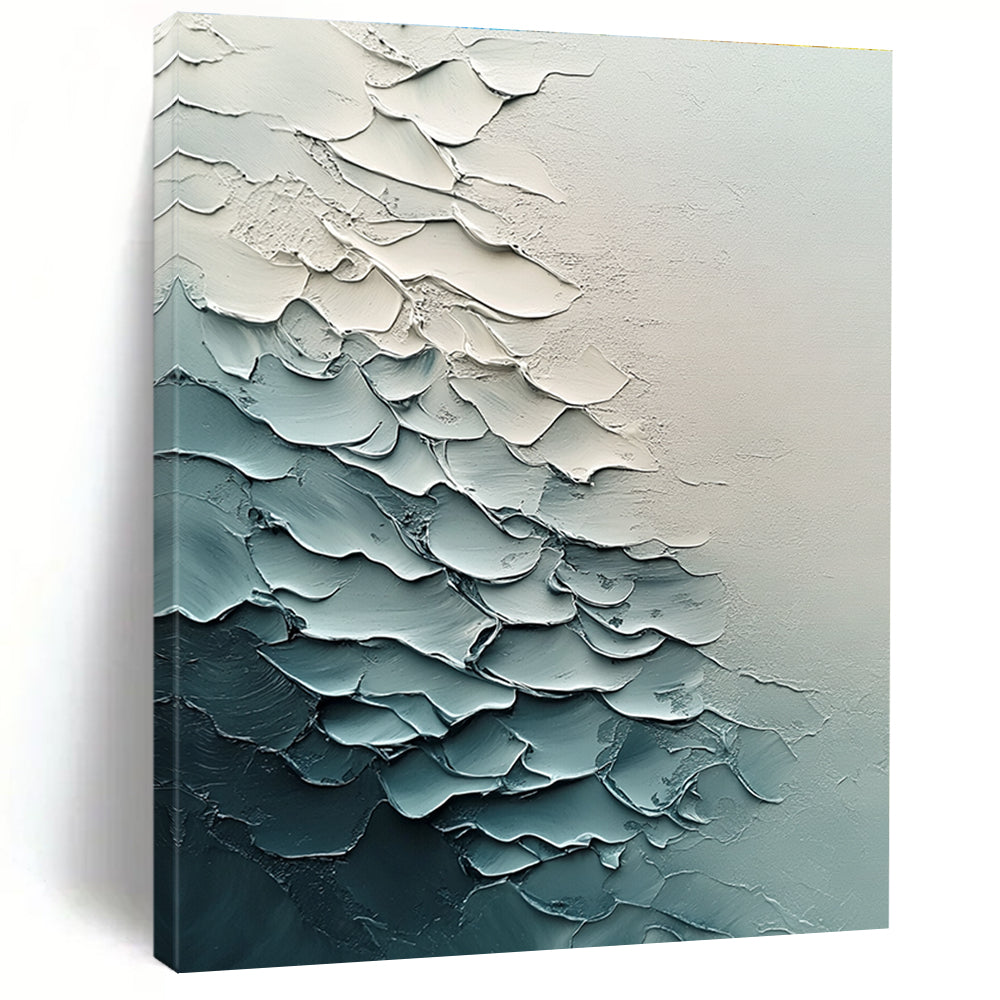 Blue Textured Waves - Minimalist Abstract Painting GAB0636