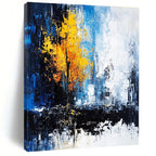 Blue - Yellow Abstract Tree Painting with Whimsical Serenity WINK398