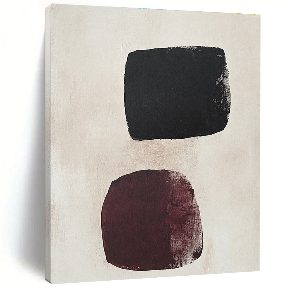 Dual Dark Shapes Abstract Painting with Understated Drama WINK168