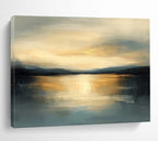 Serene Sunset - Lit Lake Abstract Painting with Blended Brushstrokes ABS224