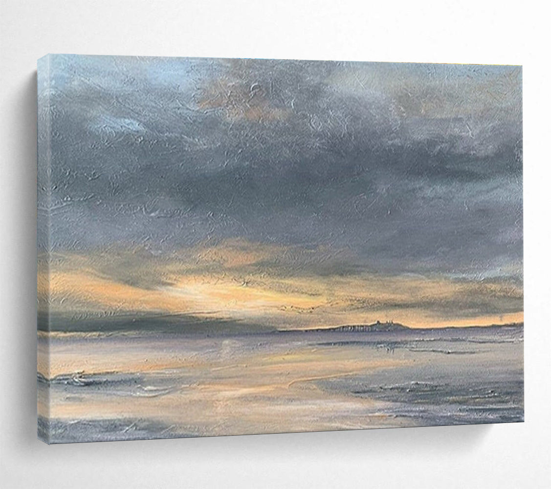Sunset Over Coastal Horizon Landscape Abstract Painting for Art - Lovers’ Homes YHT022