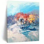 Cyclists in Motion Abstract Painting for Sports - Lover's Man Caves HENG532
