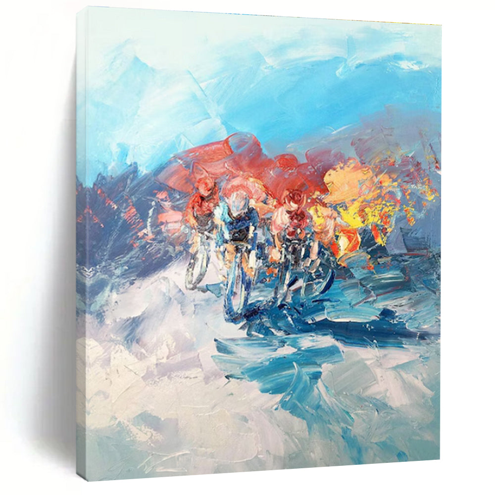 Cyclists in Motion Abstract Painting for Sports - Lover's Man Caves HENG532