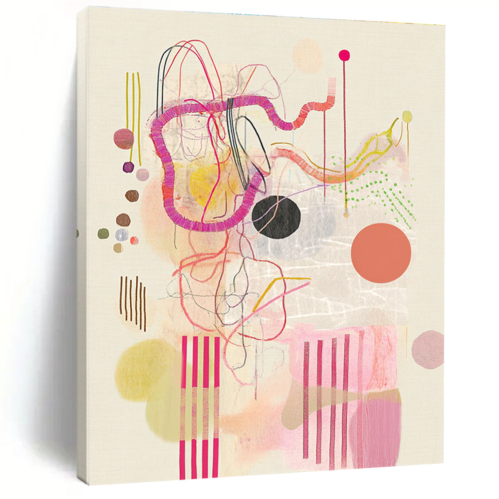 Playful Mixed - Media Abstract Painting for Eclectic Kids’ Playrooms GAB1258