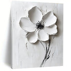 White Flower Relief Abstract Painting for Minimalist Bedrooms GAB1000