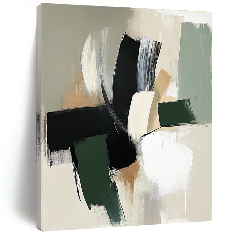 Neutral Geometric Abstract Painting for Minimalist Corporate Lounges GAB1223