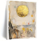 Gold Sun Abstract Painting with Textured Layers GAB0701