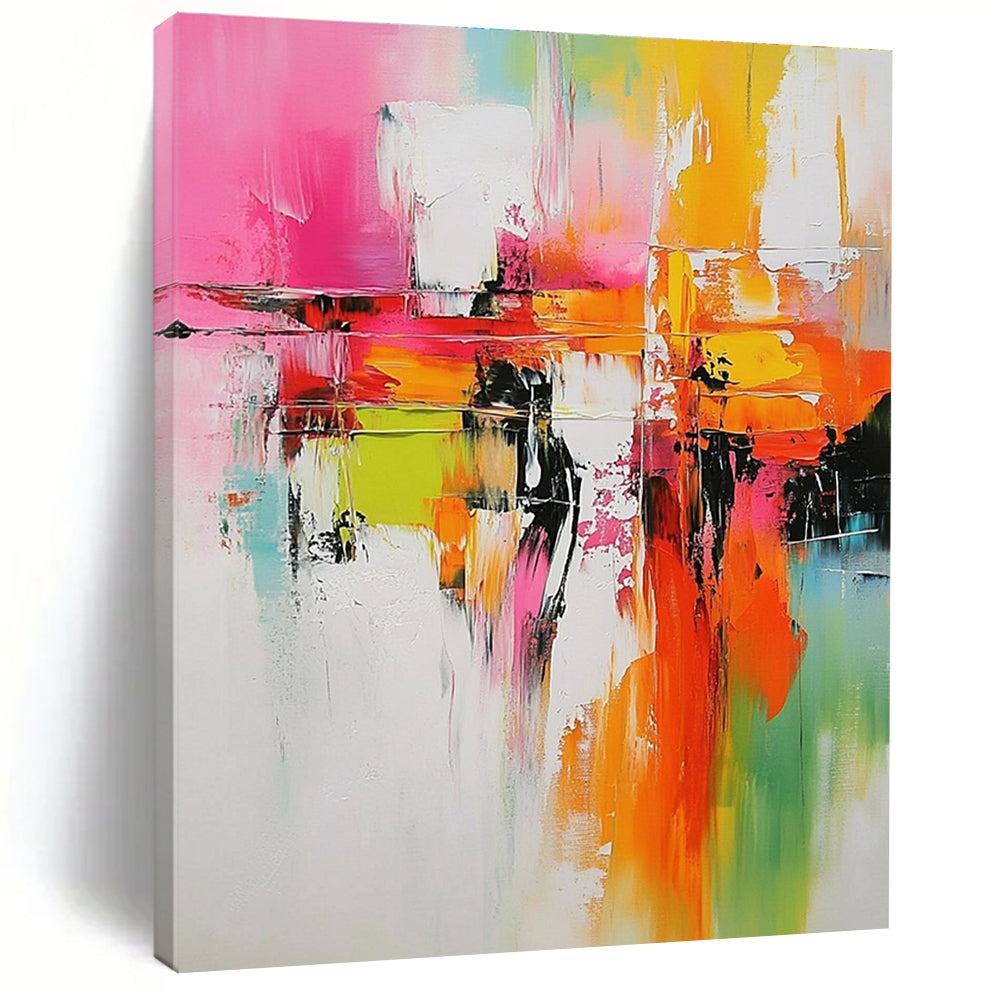 Vivid Color Block Abstract Painting with Energetic Vibes WINK684