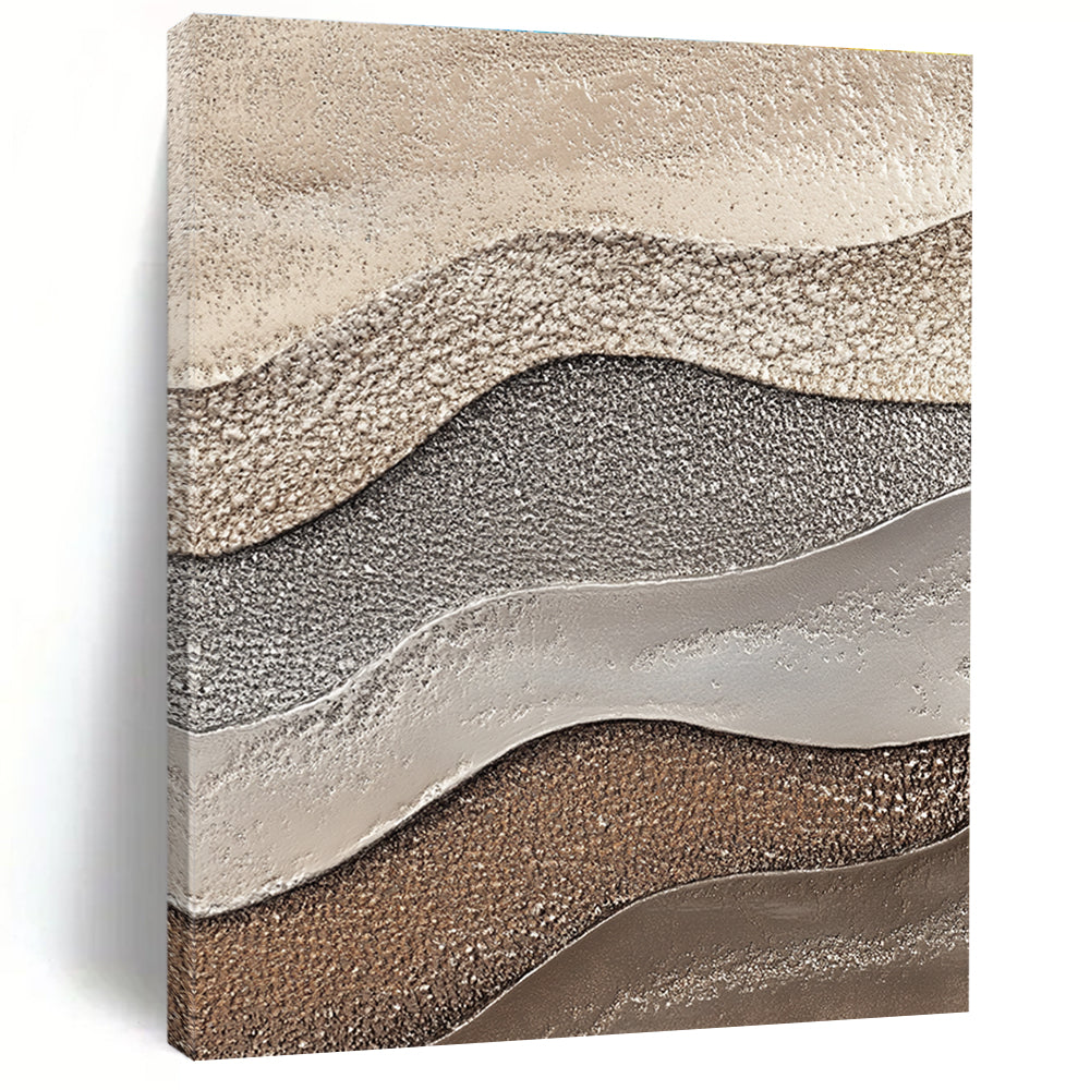 Multi - colored Wavy Textures Abstract Painting with Earthy Tones GAB0071