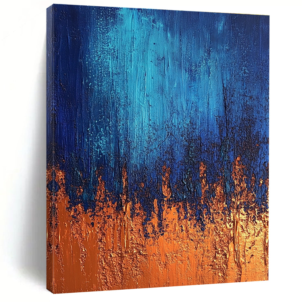 Blue and Orange Abstract Painting for Contemporary Office Break Rooms GAB1182
