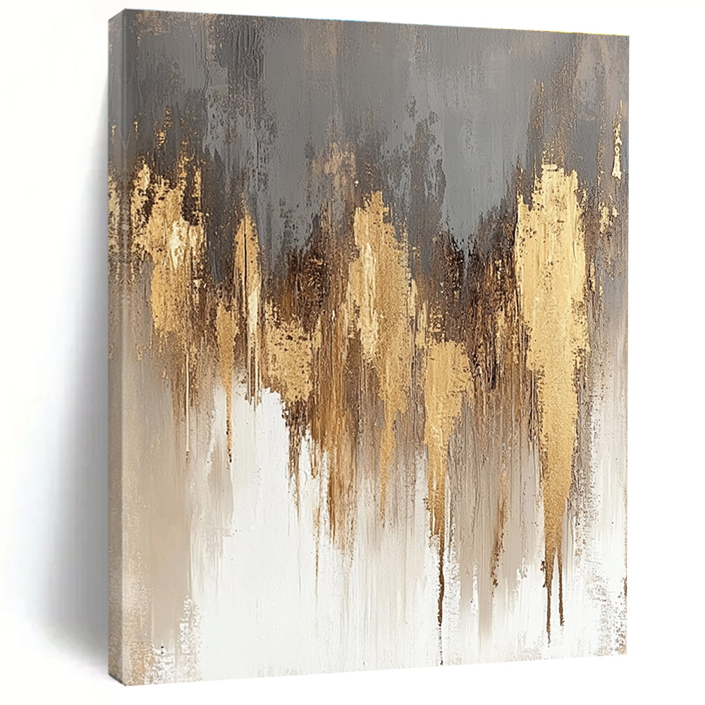 Gold - Dripped Gray Abstract Painting with Subtle Luxury WINK325