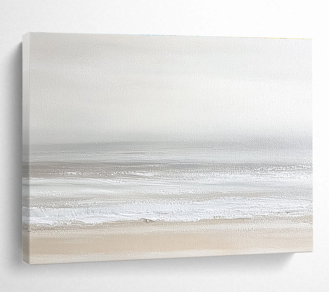 Monochrome Beach Landscape  Serene Coastal Calm ABS095