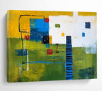Colorful Geometric Landscape with Bold Shapes Abstract Painting ABS352
