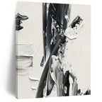 Expressive Monochrome Abstract Painting for Bold Dining Rooms HENG446
