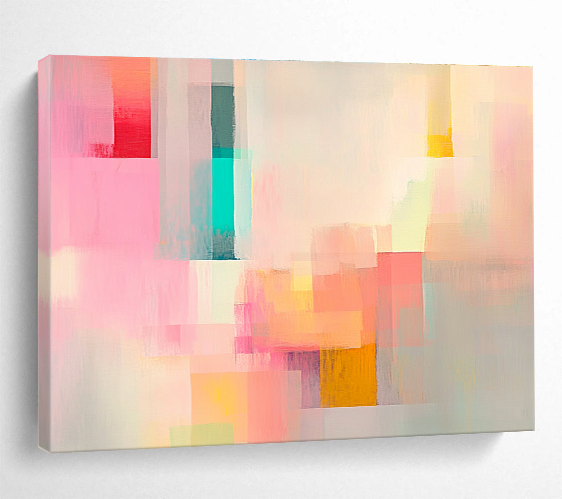 Pastel Color Block Abstract Painting with Soft, Harmonious Beauty ABS460