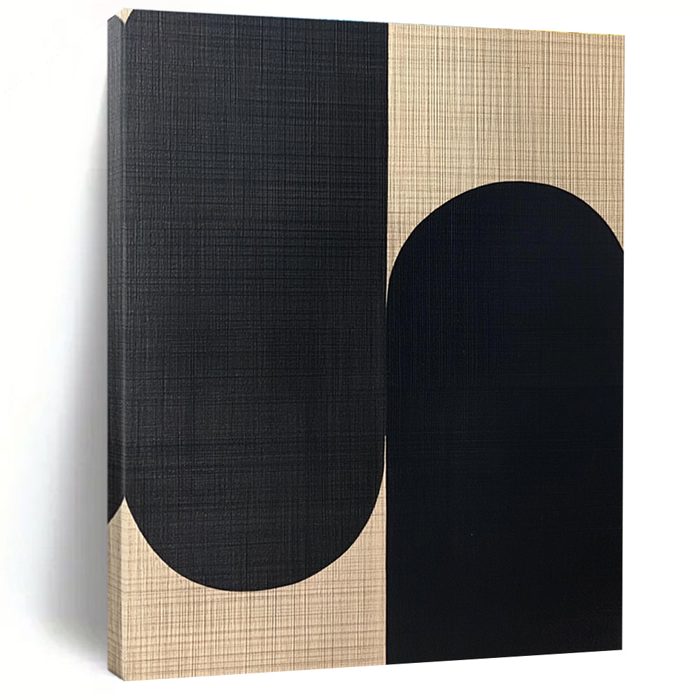 Black and Beige Oval Shapes Abstract Painting for Monochrome - Themed Spaces GAB1357