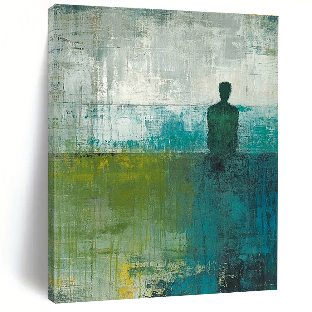 Solitary Figure Abstract Painting for Thoughtful Reading Nooks GAB0897
