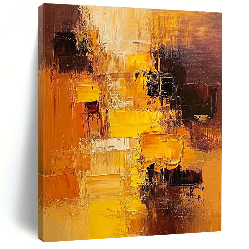 Warm Color Blocks Abstract Painting for Cozy Living Spaces GAB1080