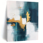 Teal Gold White Abstract Painting with Flowing Luxury WINK676