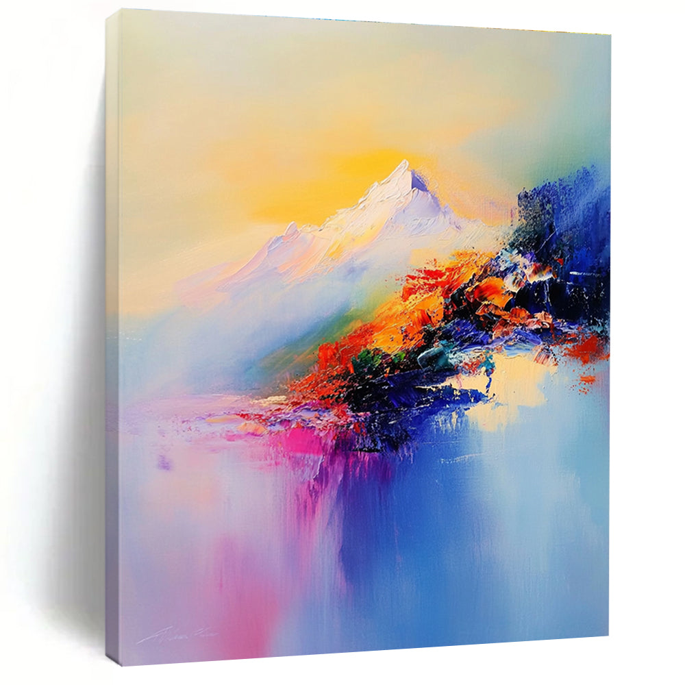 Colorful Mountain Abstract Painting for Adventure - Themed Cafes GAB0783