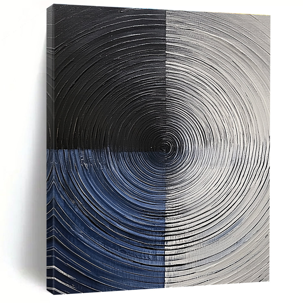 Circular Abstract Painting with Textured Rings WINK832